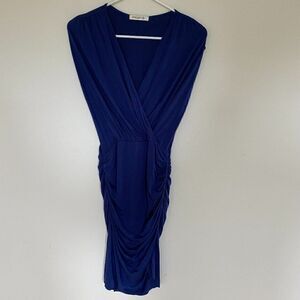 Arden B Wrap Shirred Bodycon Mini Dress Blue Size Small